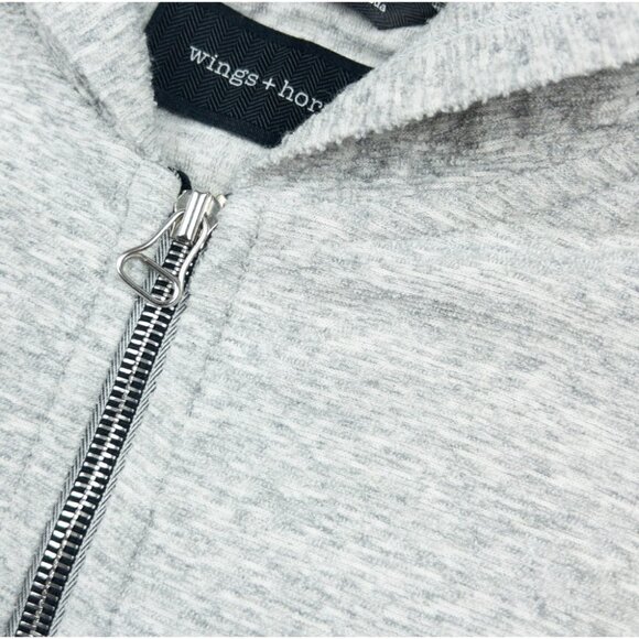 Wings + Horns Hoodie Men's Large Gray Full Zip Sweatshirt Static Dobby Slubby - Picture 7 of 12